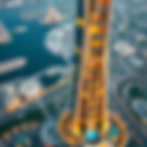 Aerial view of Safa One Tower showcasing its unique architectural design