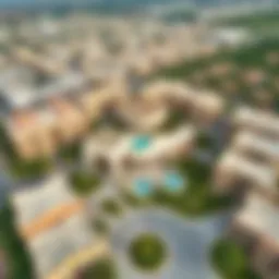 Aerial view of Savoy Park showcasing its unique architectural design