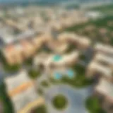 Aerial View of Savoy Park Aerial view of Savoy Park showcasing its unique architectural design