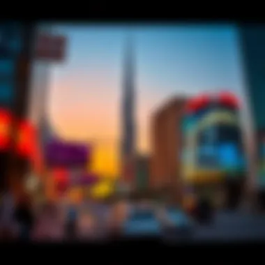 Sunset on Sheikh Mohammed Bin Rashid Boulevard A vibrant street scene on Sheikh Mohammed Bin Rashid Boulevard during sunset