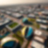 Aerial view of Silicon Oasis highlighting its modern architecture and green spaces