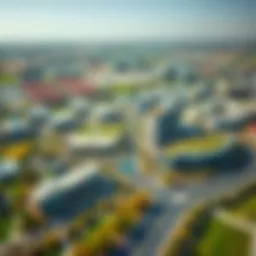 Aerial view of Magcity showcasing its modern architecture and green spaces