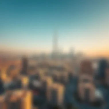 Dubai Skyline and Real Estate Overview Aerial view of Dubai skyline showcasing residential buildings