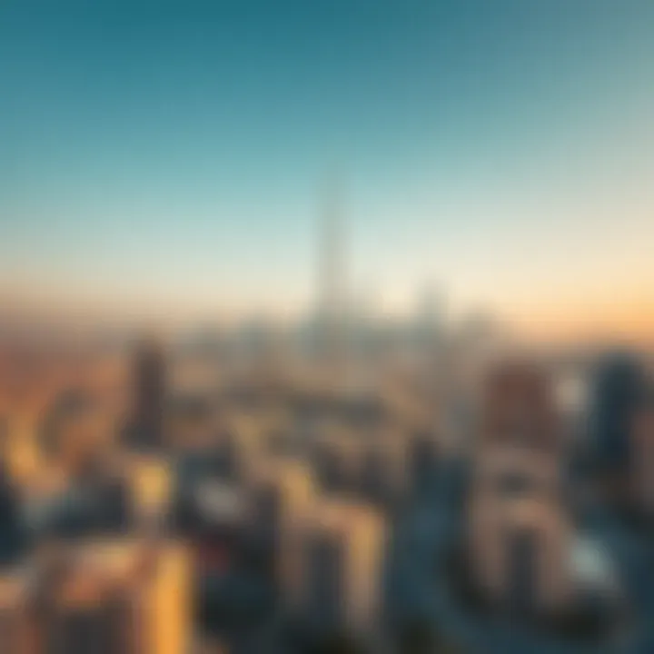 Dubai Skyline and Real Estate Overview Aerial view of Dubai skyline showcasing residential buildings