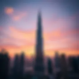 Breathtaking view of Burj Khalifa at sunset