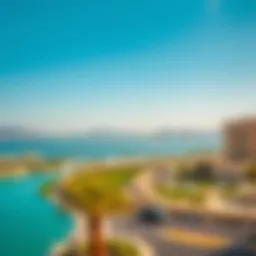 A scenic view of Ras Al Khaimah with the backdrop of distant mountains