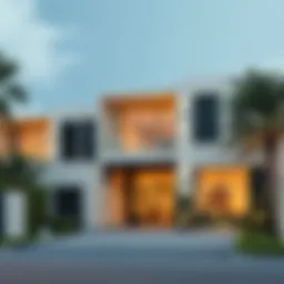 An illustration of a luxurious residence in the UAE with modern architecture.