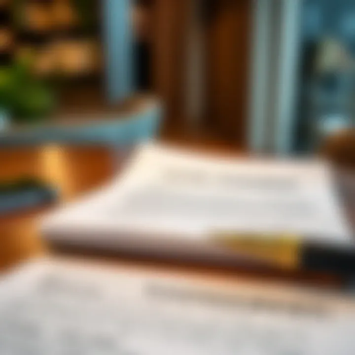 A lease agreement document on a table