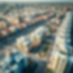 Aerial view of Tilal City Sharjah showcasing modern residential buildings