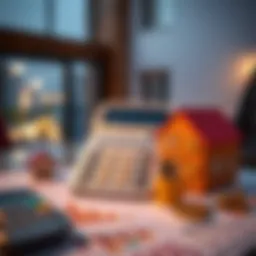 Illustration of a calculator with real estate elements