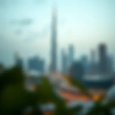 Panoramic shot of the Dubai skyline featuring Ubora Tower 2