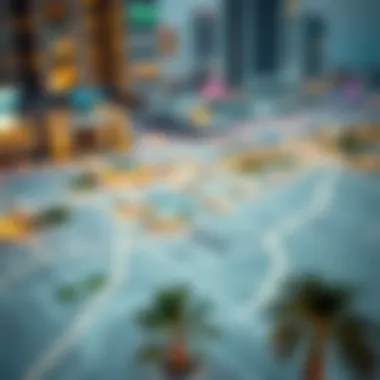 Neighborhood Insights: Property Values Across Dubai A map highlighting different neighborhoods in Dubai with their property values