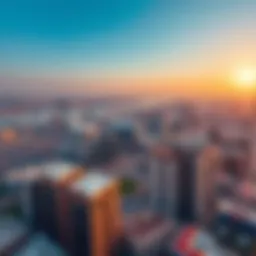 Aerial view of Dubai's free zone area showcasing modern office buildings