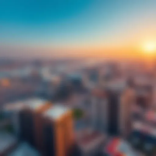 Aerial view of Dubai's free zone area showcasing modern office buildings