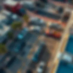 Aerial view of Dubai's D Zone with parked cars