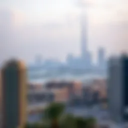 Overview of Dubai skyline with residential properties