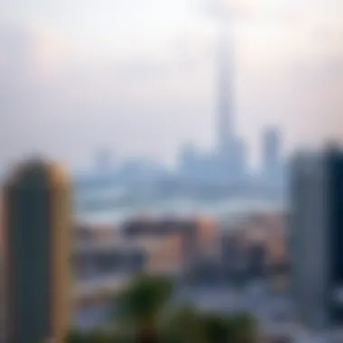 Dubai Skyline and Real Estate Overview Overview of Dubai skyline with residential properties