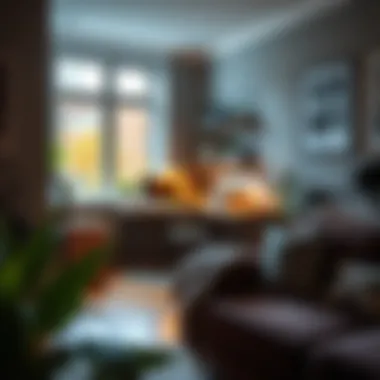 Stylish Workspace in a Studio A cozy corner of a studio apartment featuring a stylish workspace and decor.