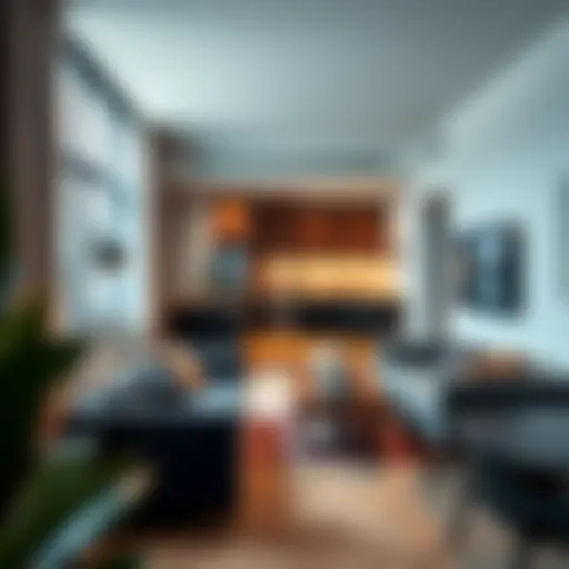 Modern Studio Apartment Design Sleek interior design of a modern studio apartment showcasing multifunctional furniture.