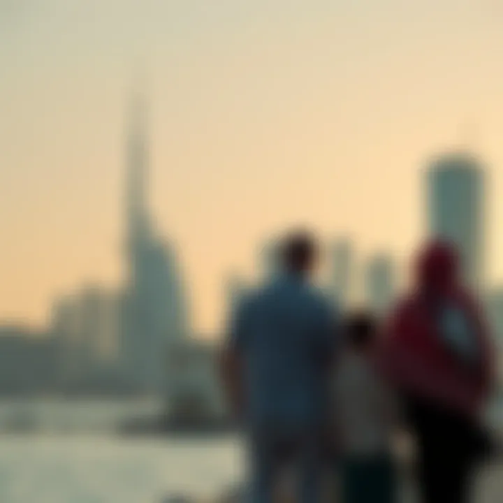 Family Unity in Dubai Dubai skyline with family unity theme